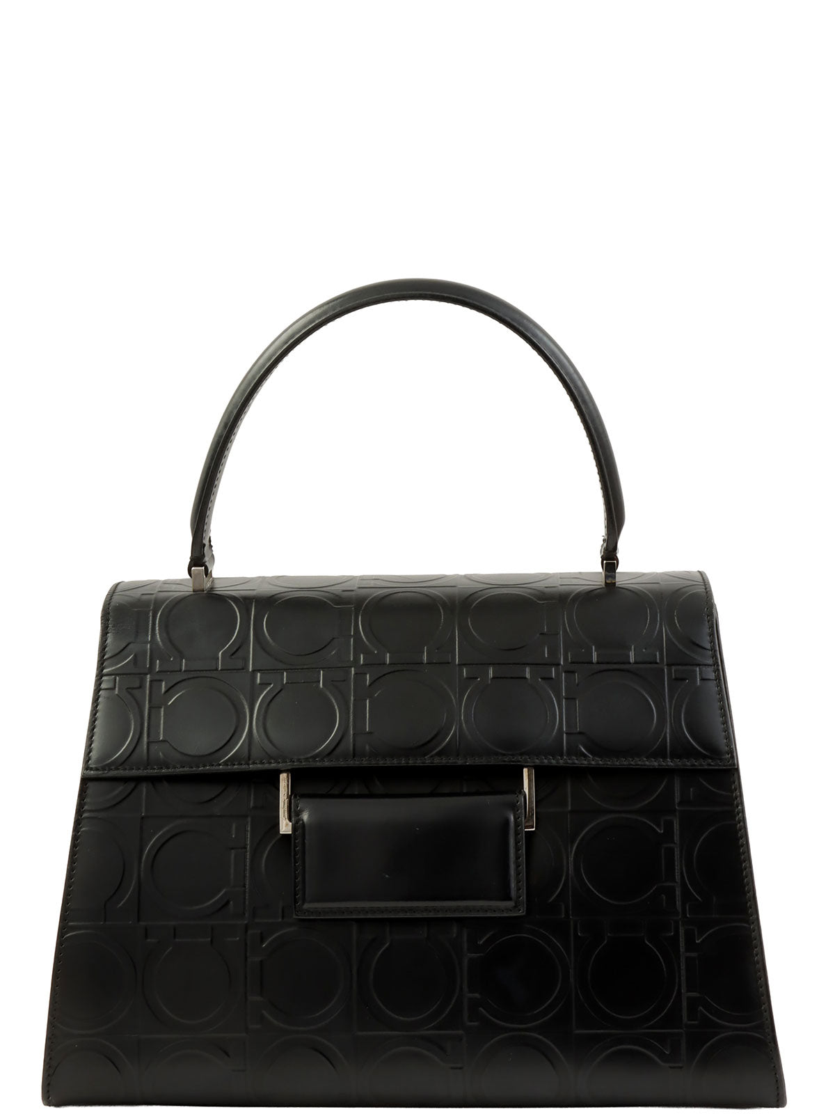 黑色 Gancini 图案手提包