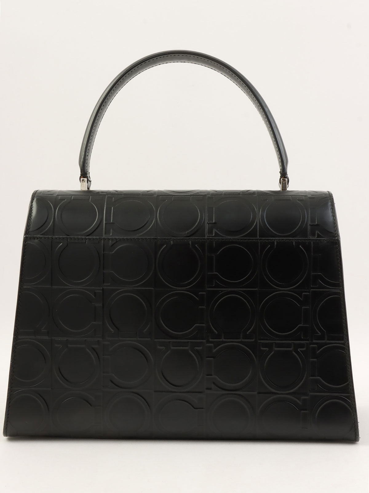 黑色 Gancini 图案手提包