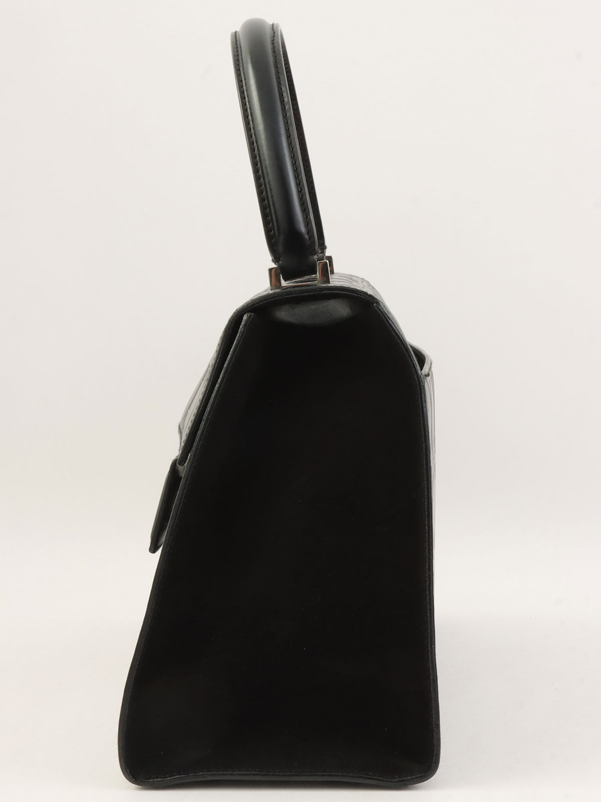 黑色 Gancini 图案手提包