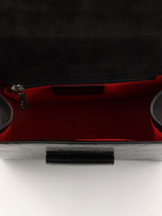 黑色 Gancini 图案手提包