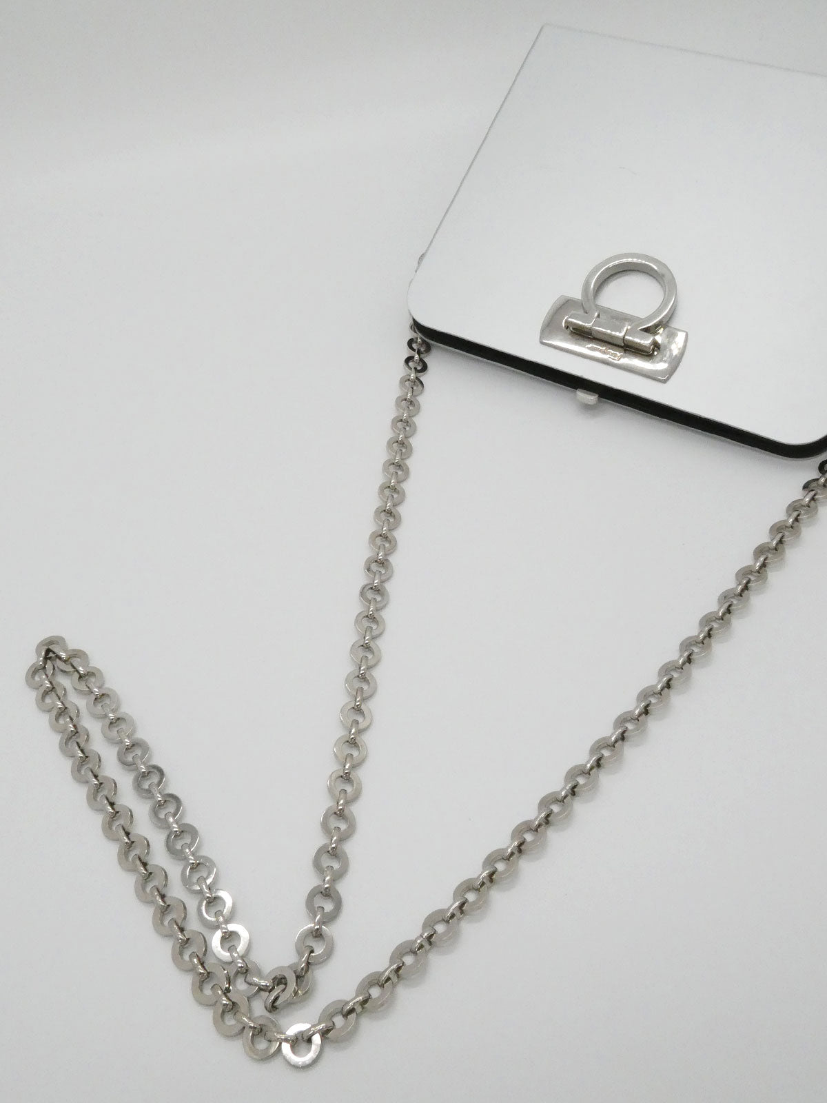 アルミガンチーニプレートチェーンショルダーバッグ シルバー