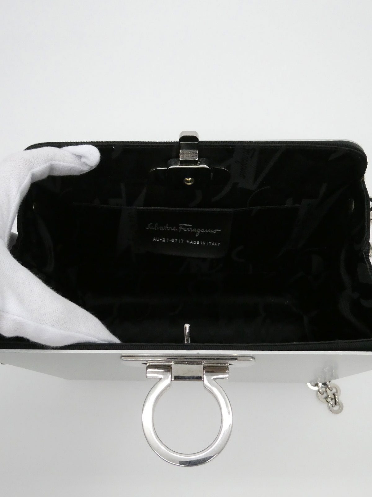 アルミガンチーニプレートチェーンショルダーバッグ シルバー