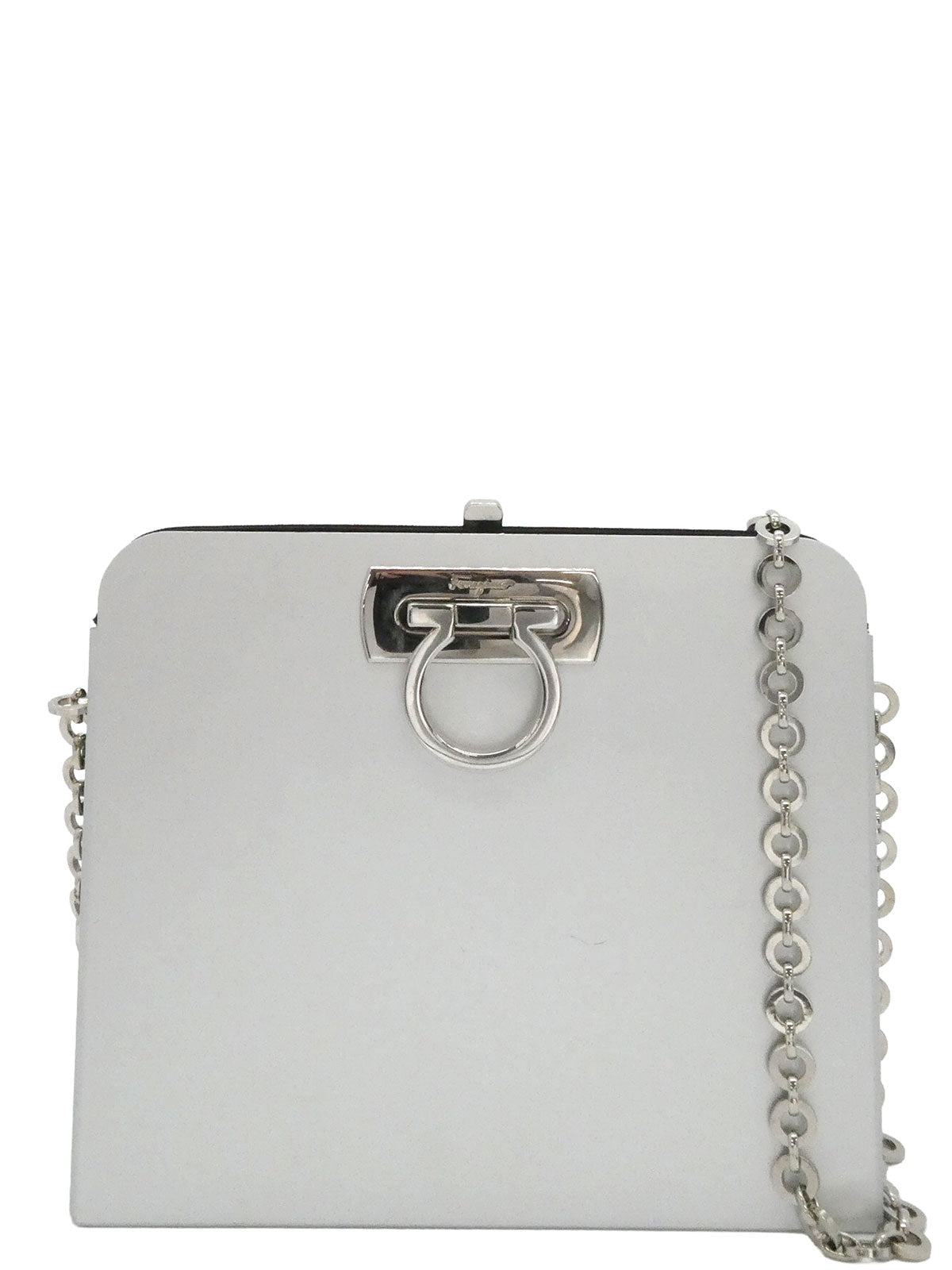 アルミガンチーニプレートチェーンショルダーバッグ シルバー