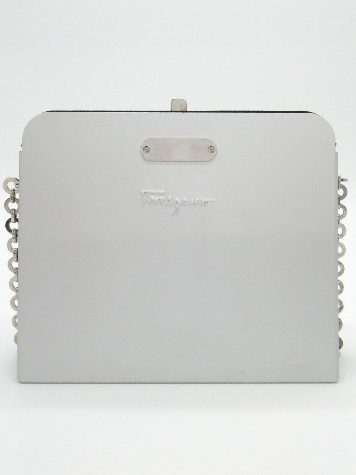 アルミガンチーニプレートチェーンショルダーバッグ シルバー