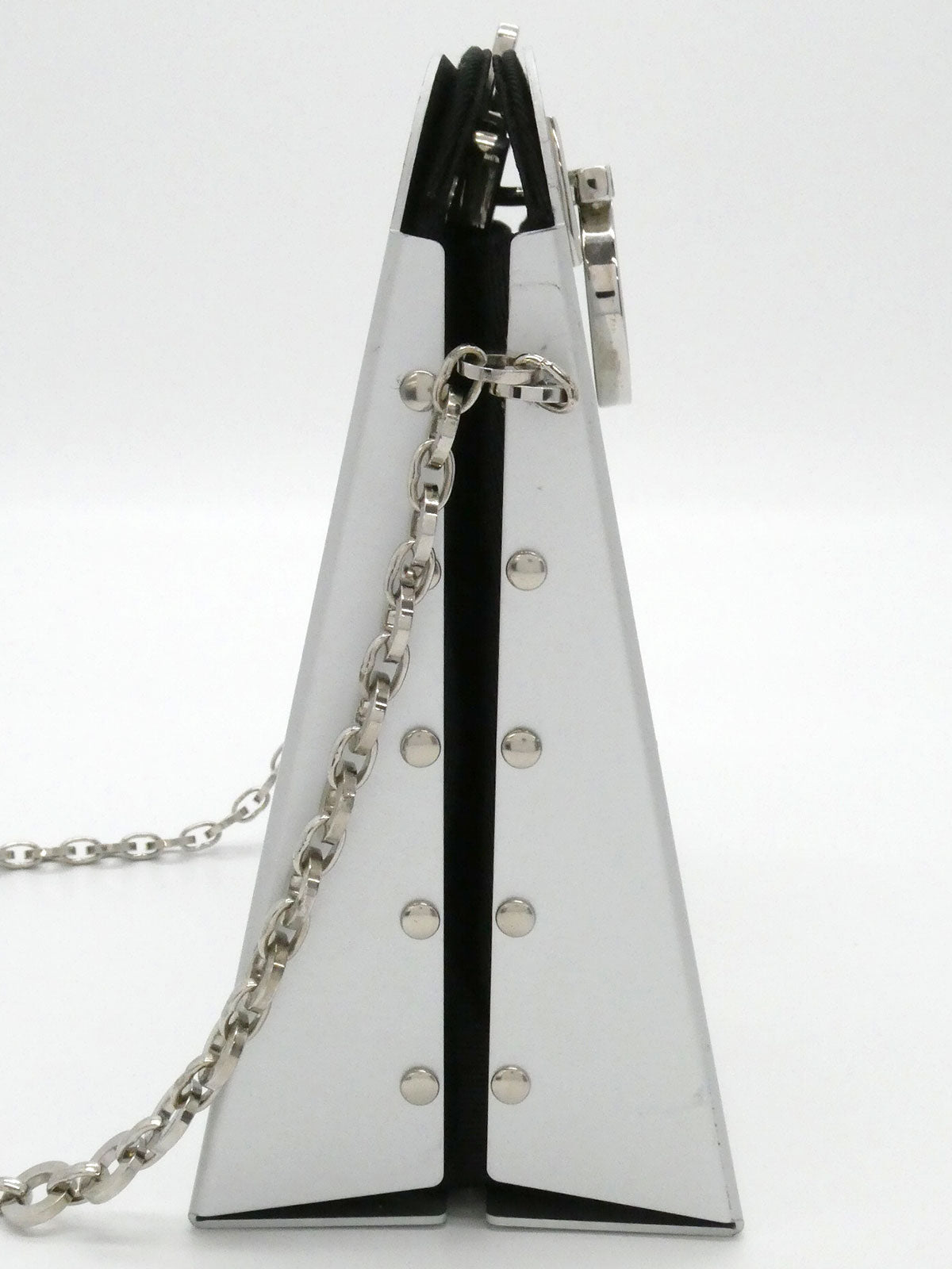 アルミガンチーニプレートチェーンショルダーバッグ シルバー