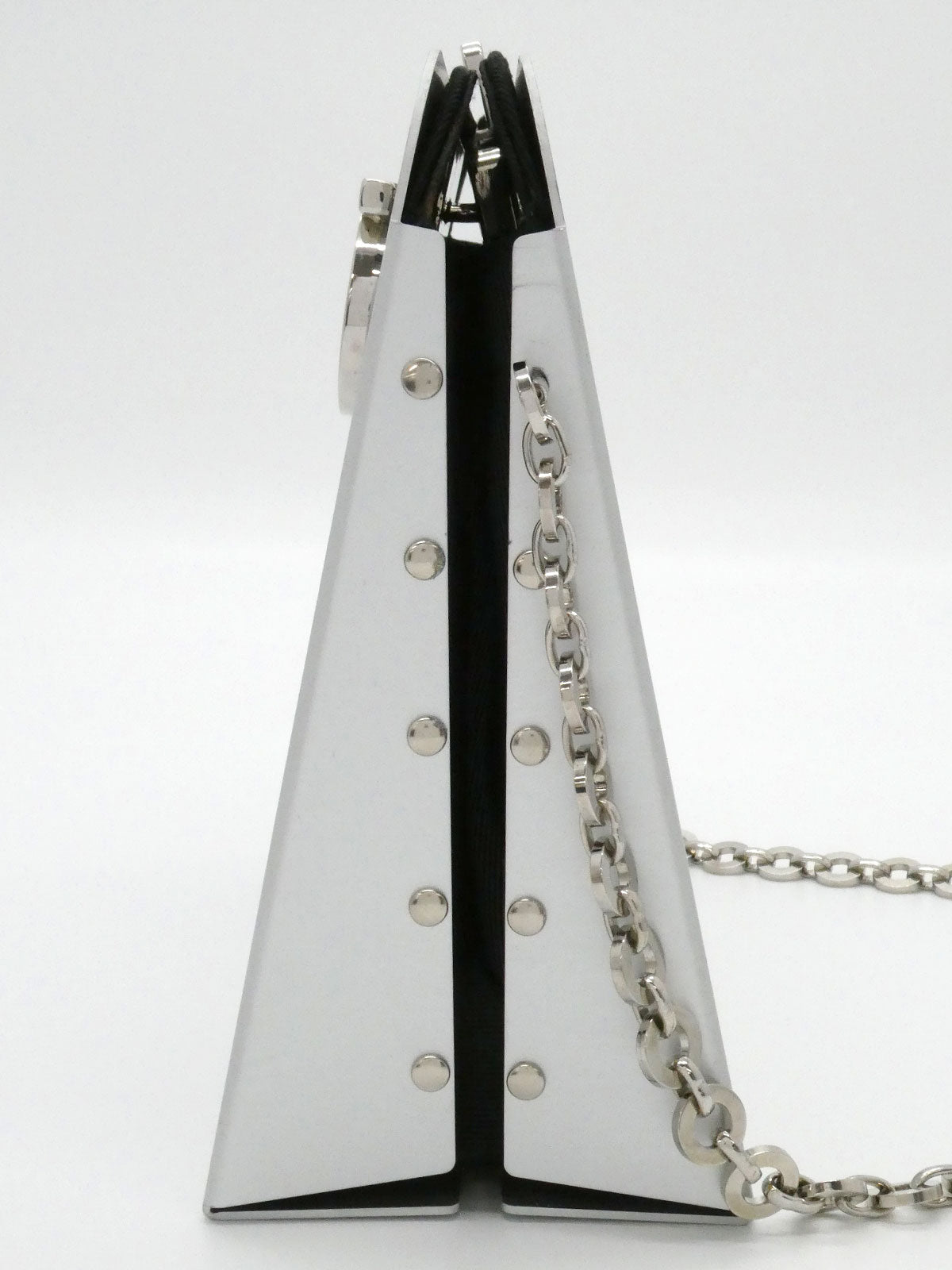 アルミガンチーニプレートチェーンショルダーバッグ シルバー