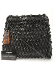 1998年頃製 ロゴプレート編み込みショルダーバッグ ブラック