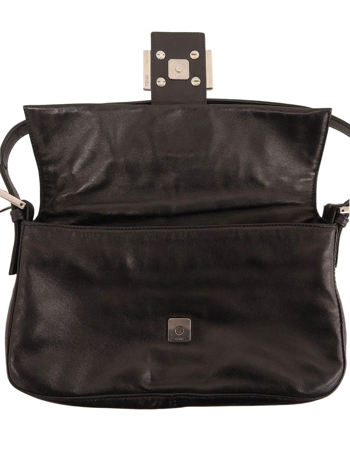 黑色/绿色皮革妈妈桶包