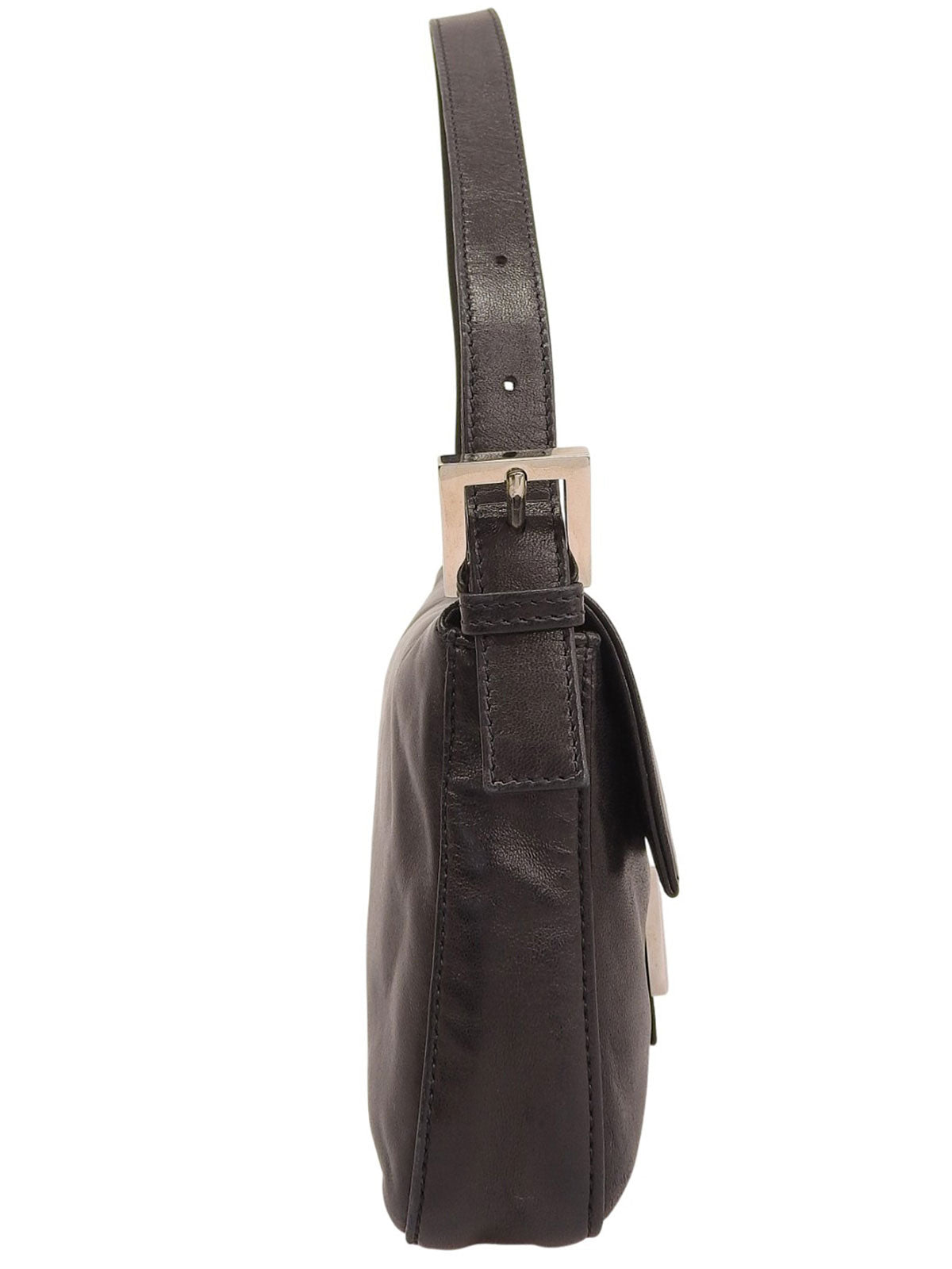 黑色/绿色皮革妈妈桶包