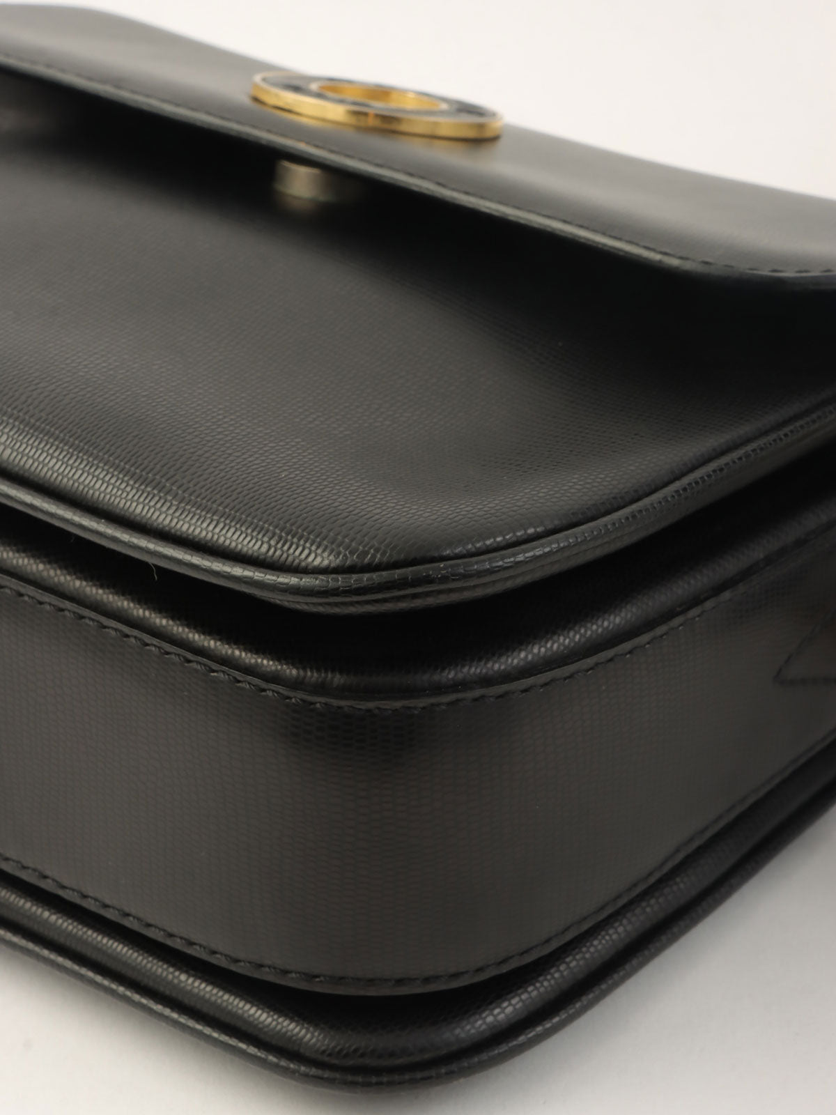 蜥蜴圆圈标志单肩包（黑色）