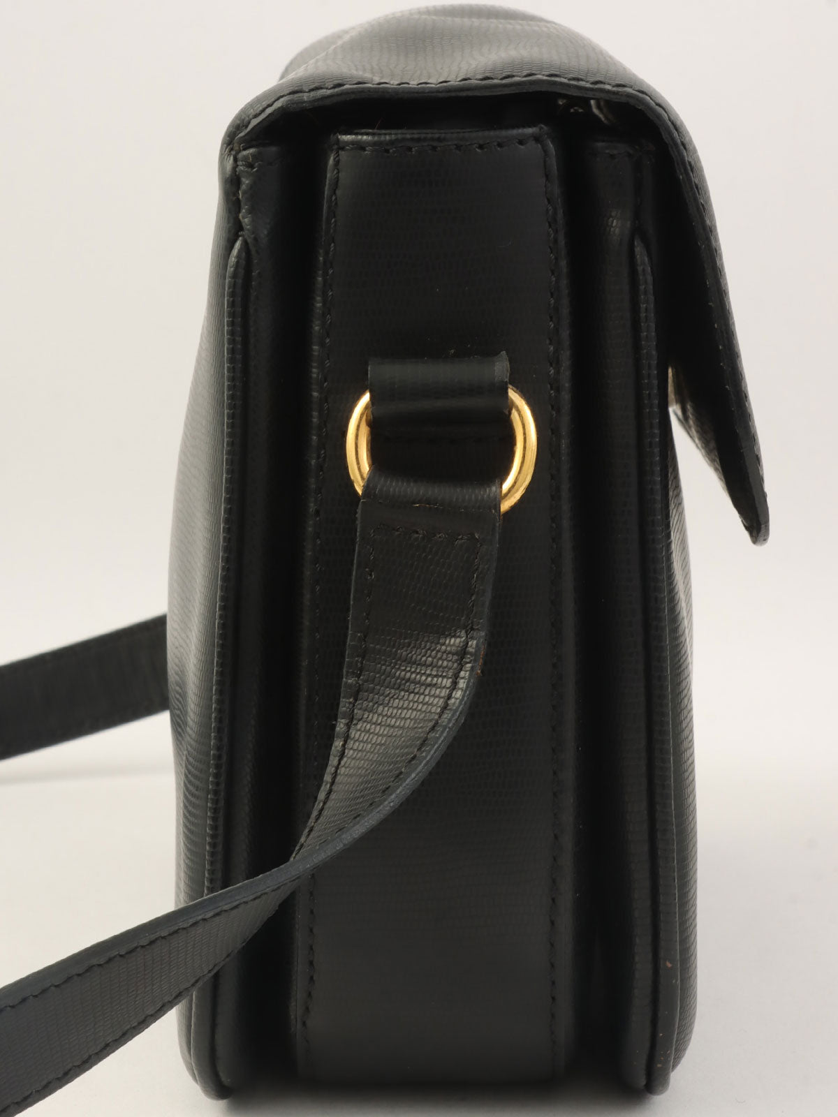 蜥蜴圆圈标志单肩包（黑色）