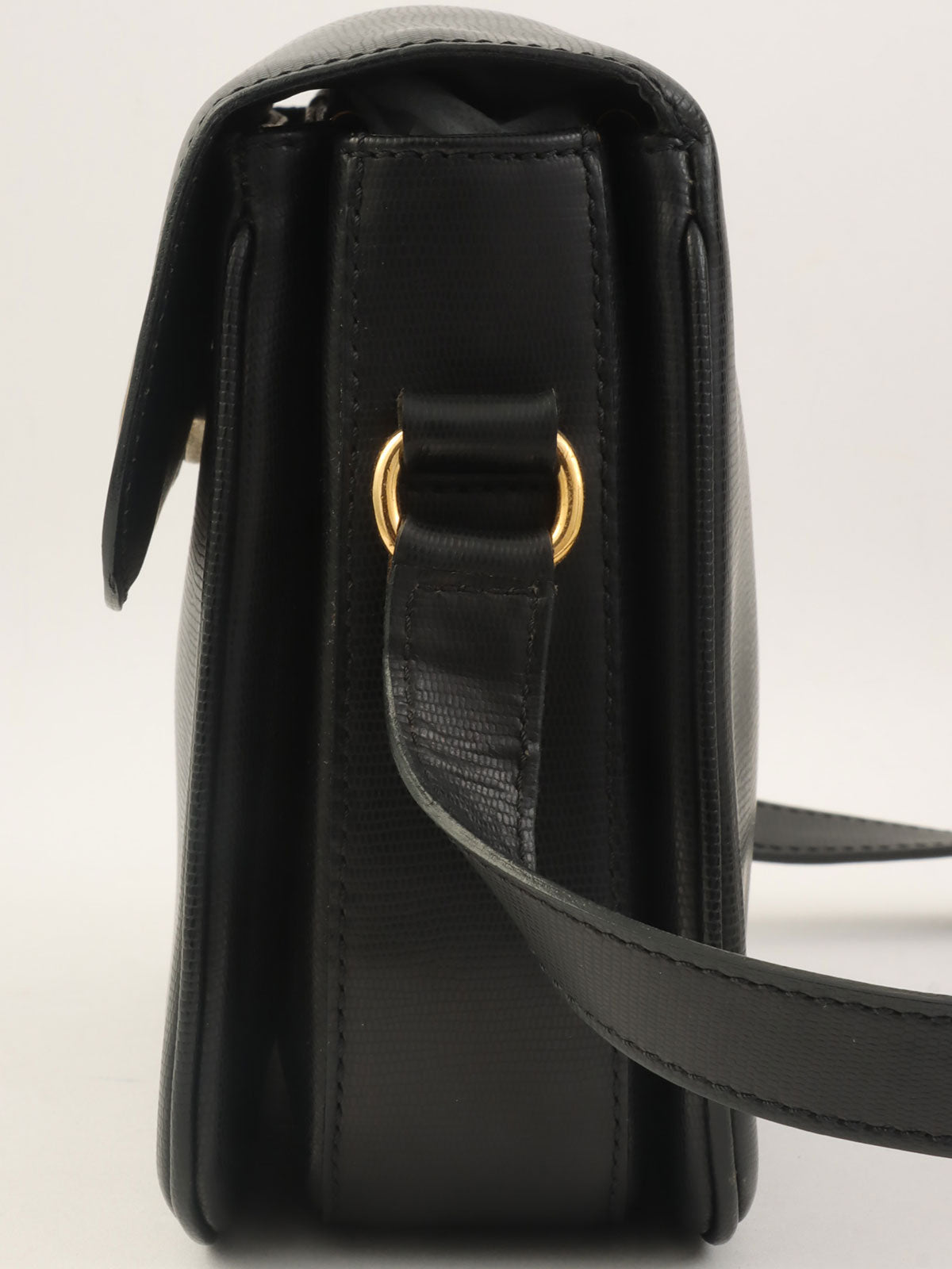 蜥蜴圆圈标志单肩包（黑色）