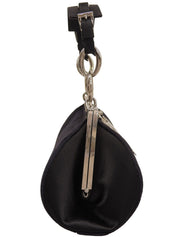 Navy Velour Clasp Chain Shoulder Bag