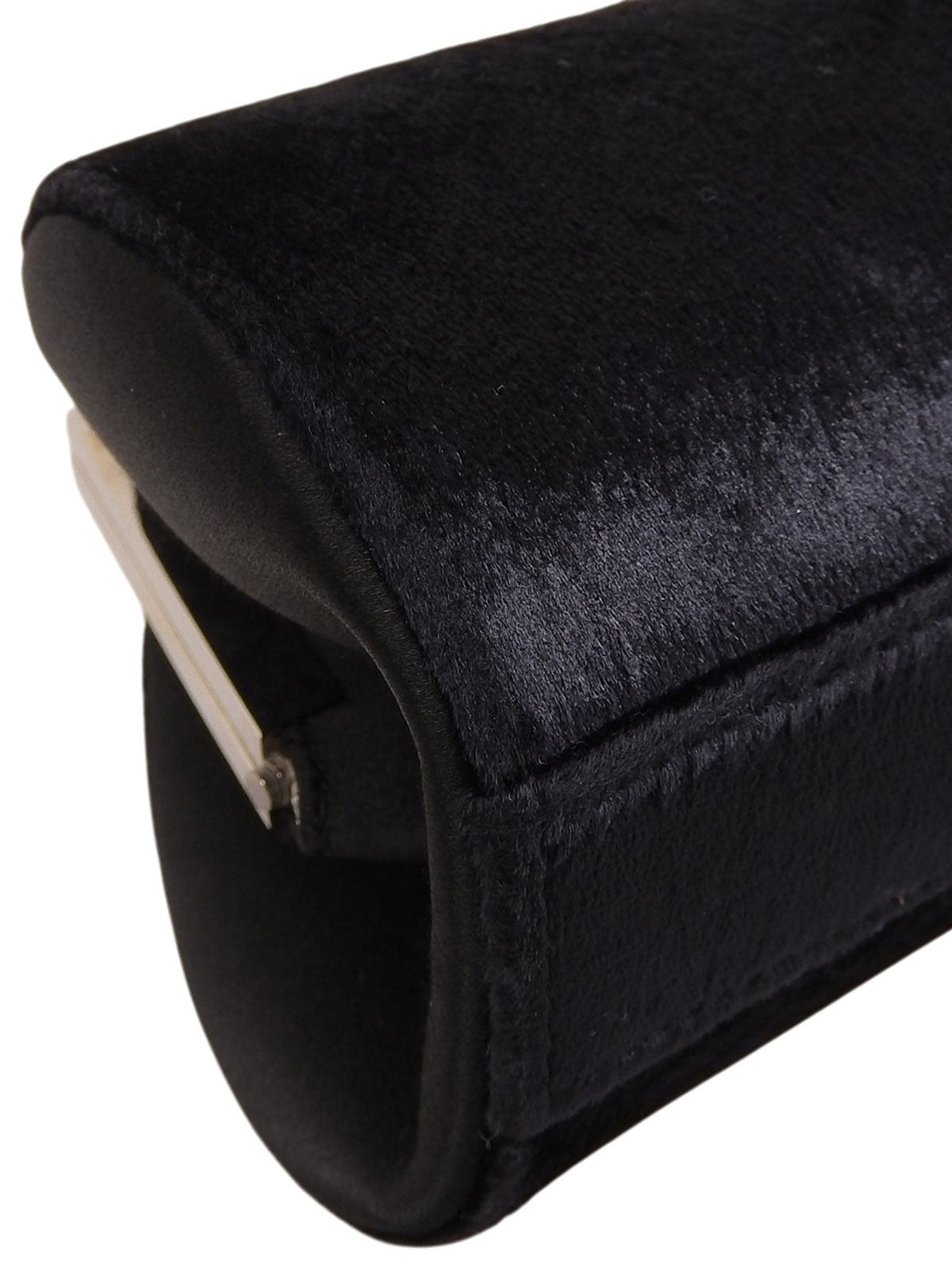 Navy Velour Clasp Chain Shoulder Bag