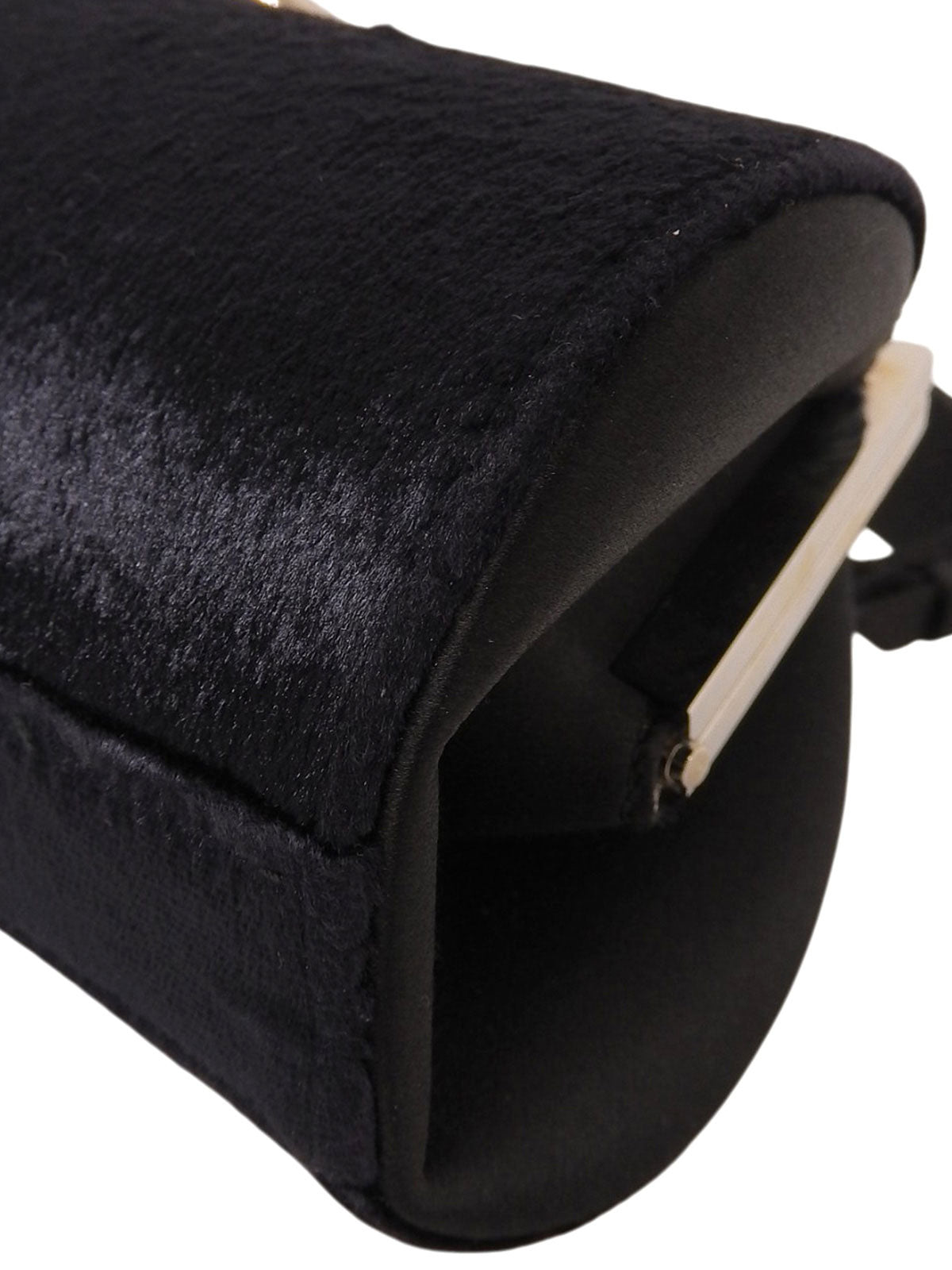 Navy Velour Clasp Chain Shoulder Bag