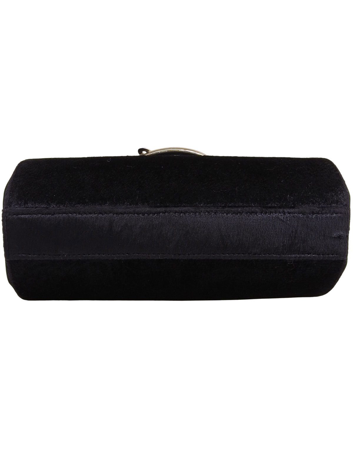 Navy Velour Clasp Chain Shoulder Bag