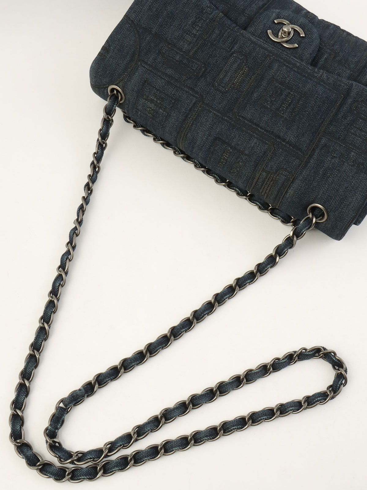 2016 Denim Perfume Pattern Classic Flap Chain Bag Indigo