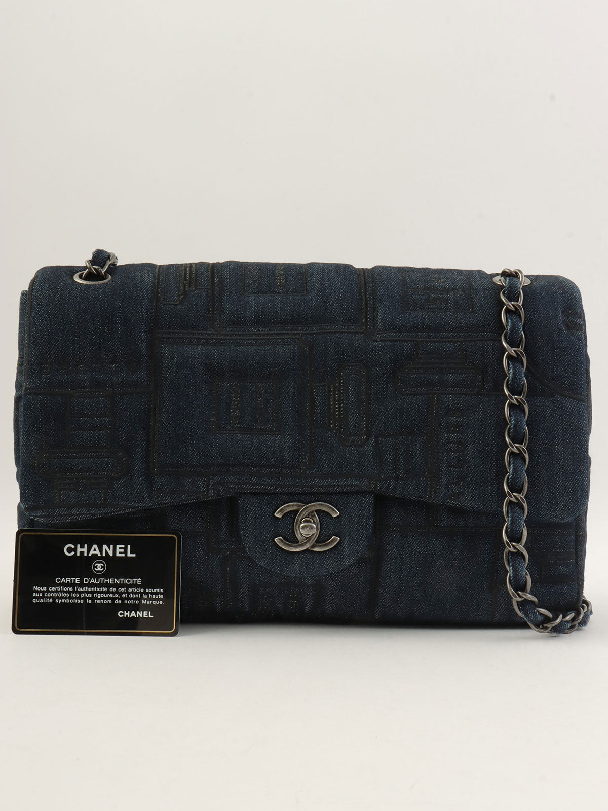 2016 Denim Perfume Pattern Classic Flap Chain Bag Indigo