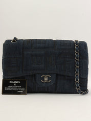 2016 Denim Perfume Pattern Classic Flap Chain Bag Indigo