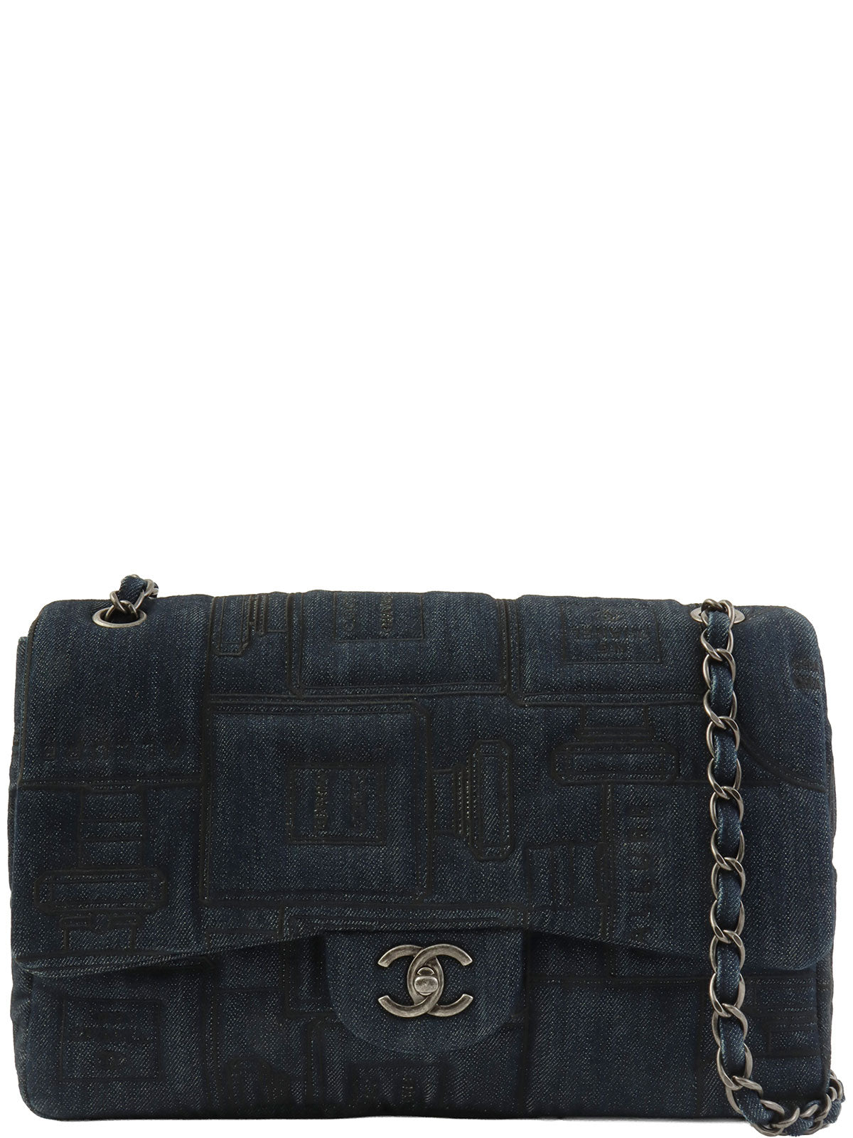 2016 Denim Perfume Pattern Classic Flap Chain Bag Indigo