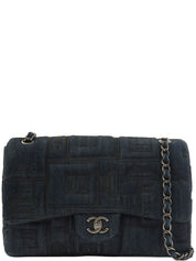 2016 Denim Perfume Pattern Classic Flap Chain Bag Indigo