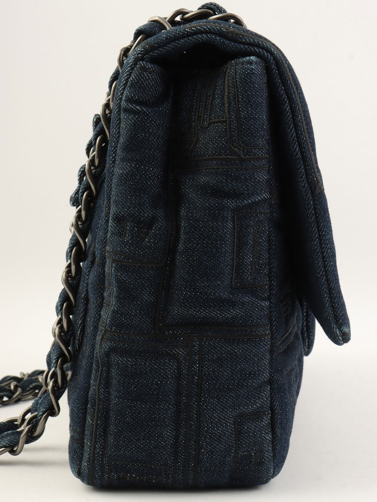 2016 Denim Perfume Pattern Classic Flap Chain Bag Indigo