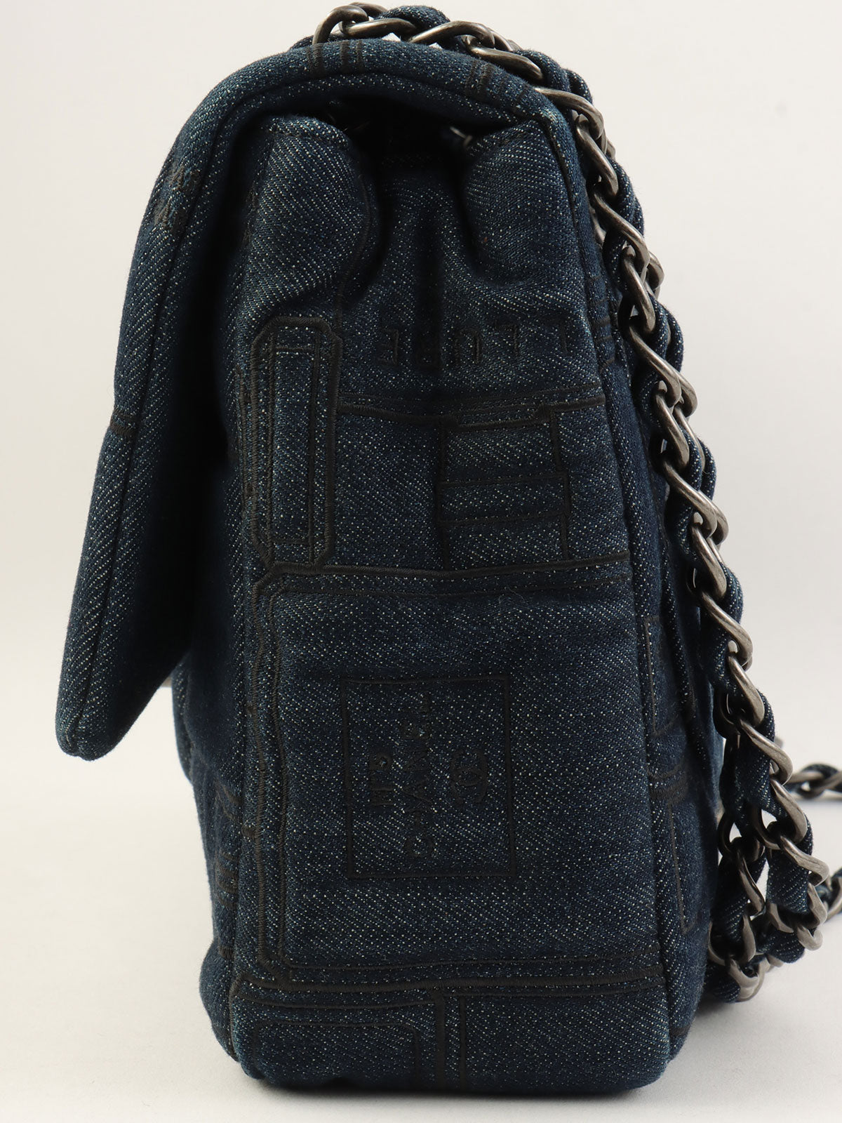 2016 Denim Perfume Pattern Classic Flap Chain Bag Indigo