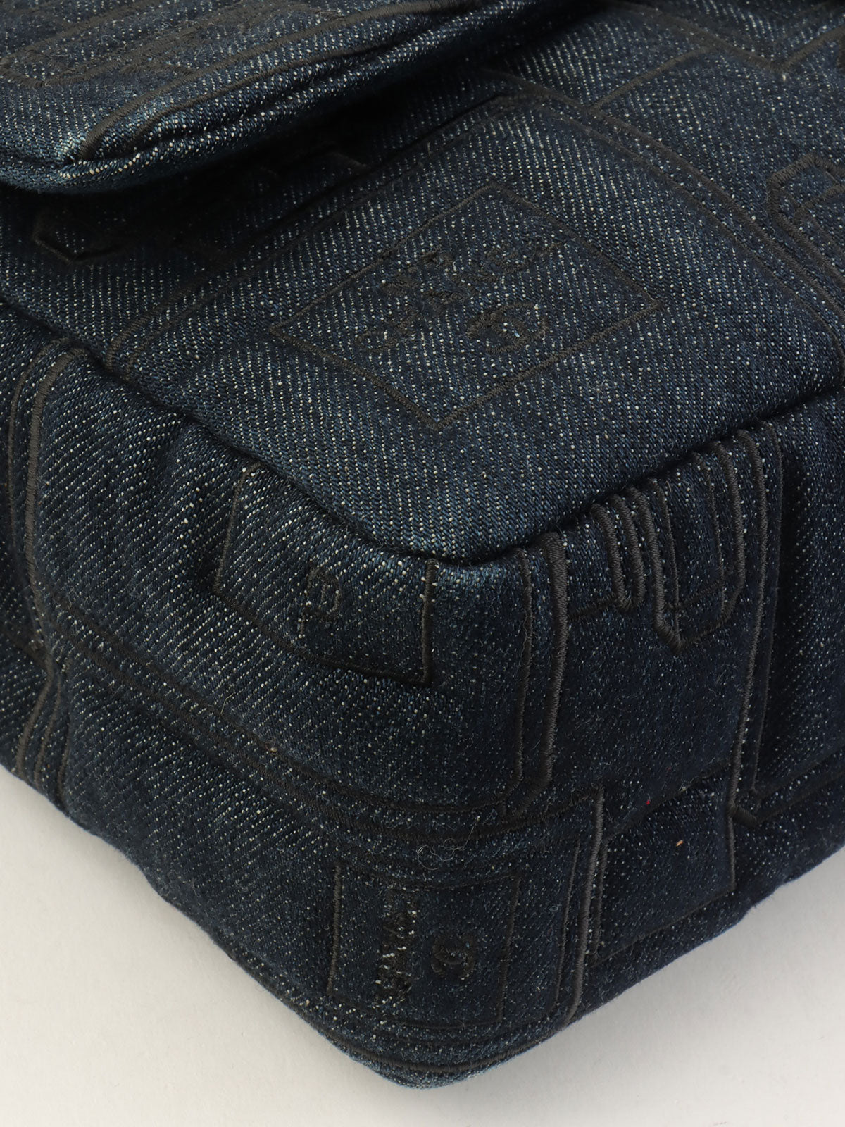 2016 Denim Perfume Pattern Classic Flap Chain Bag Indigo