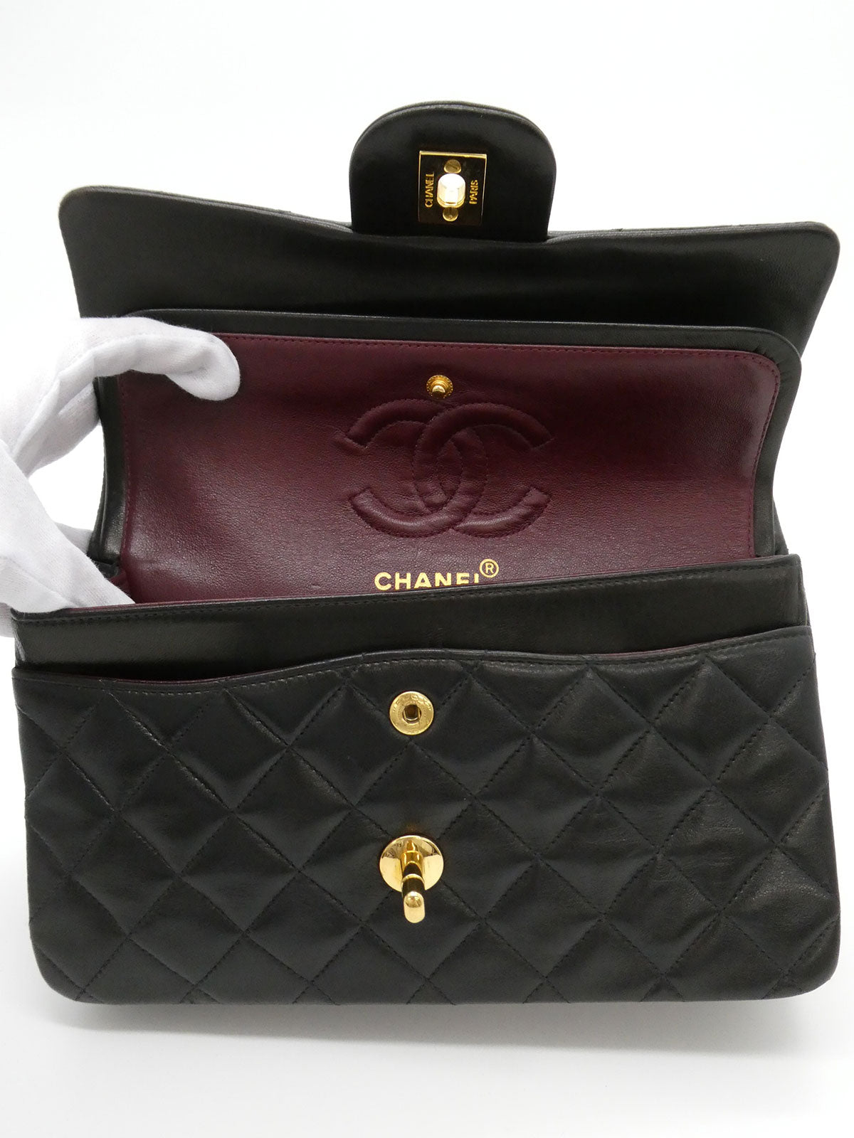 1995年頃製 クラシックフラップチェーンバッグ23cm ブラック