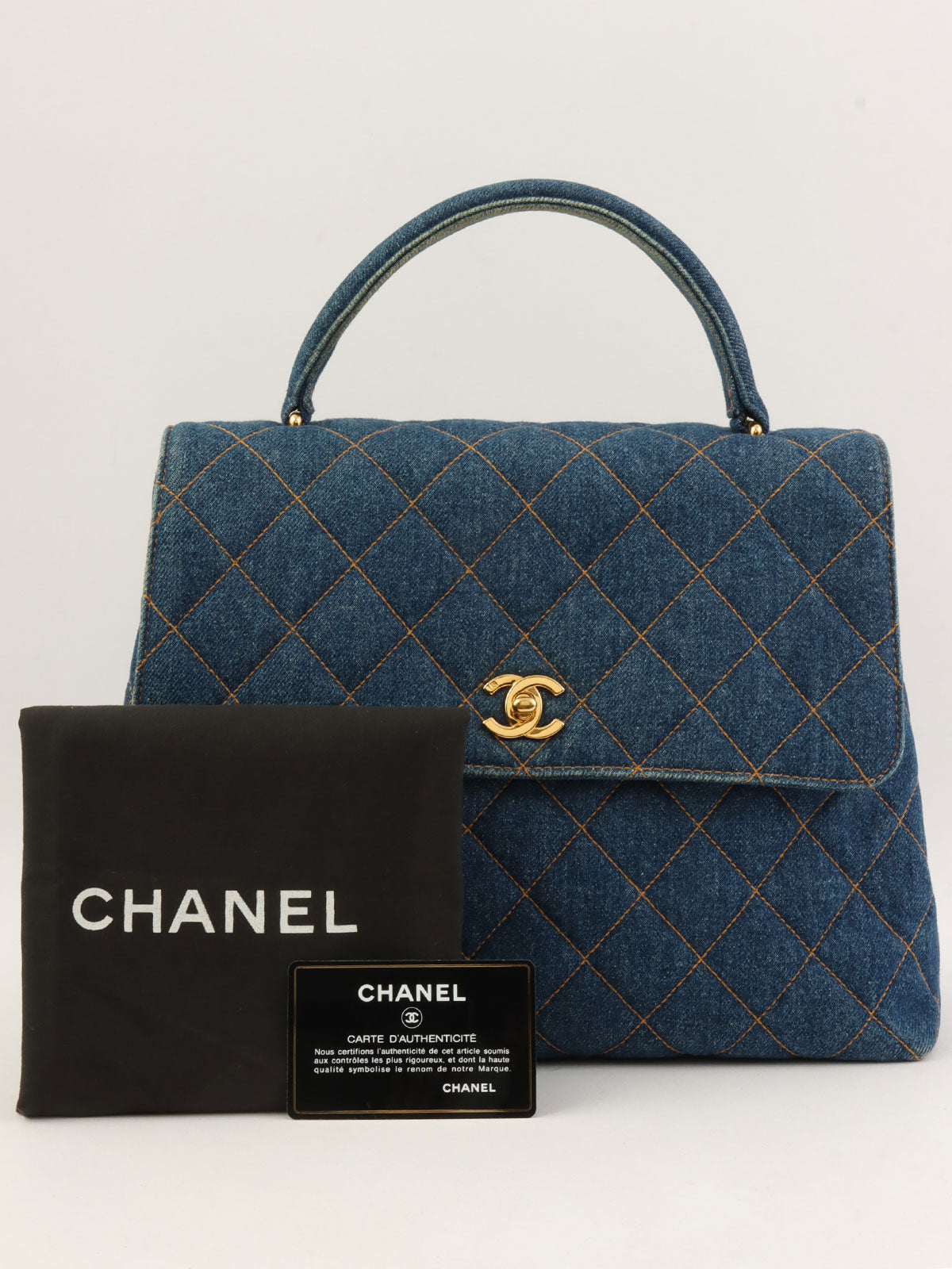 1997 Denim CC Turnlock Handbag, Blue