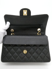 2001 Caviar Skin Classic Flap Chain Bag 23cm Black