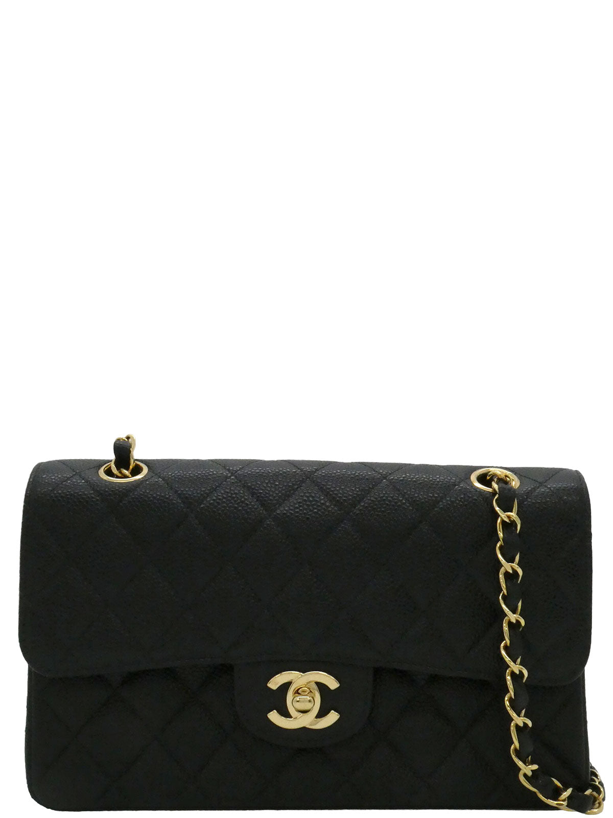 2001 Caviar Skin Classic Flap Chain Bag 23cm Black