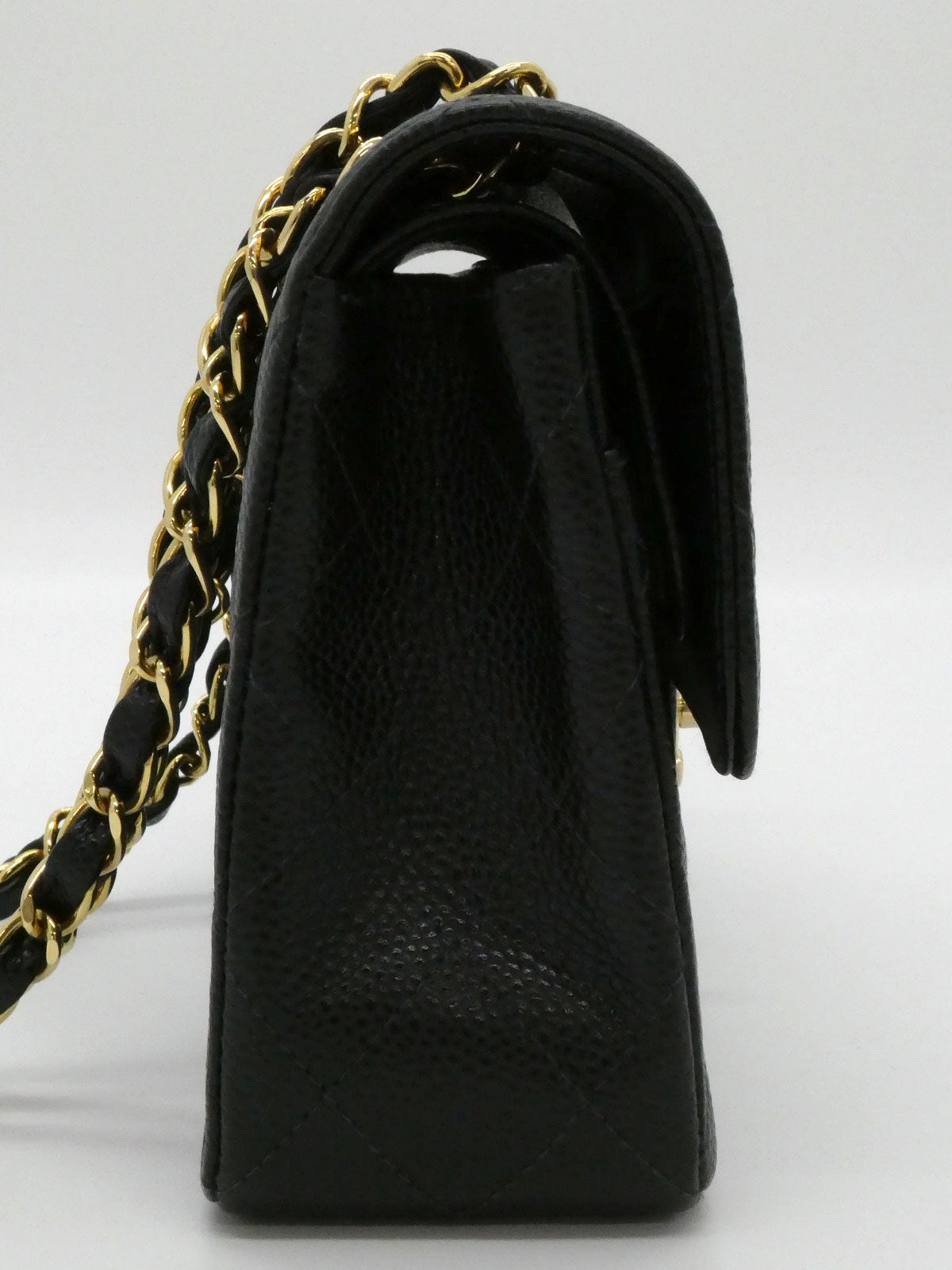 2001 Caviar Skin Classic Flap Chain Bag 23cm Black