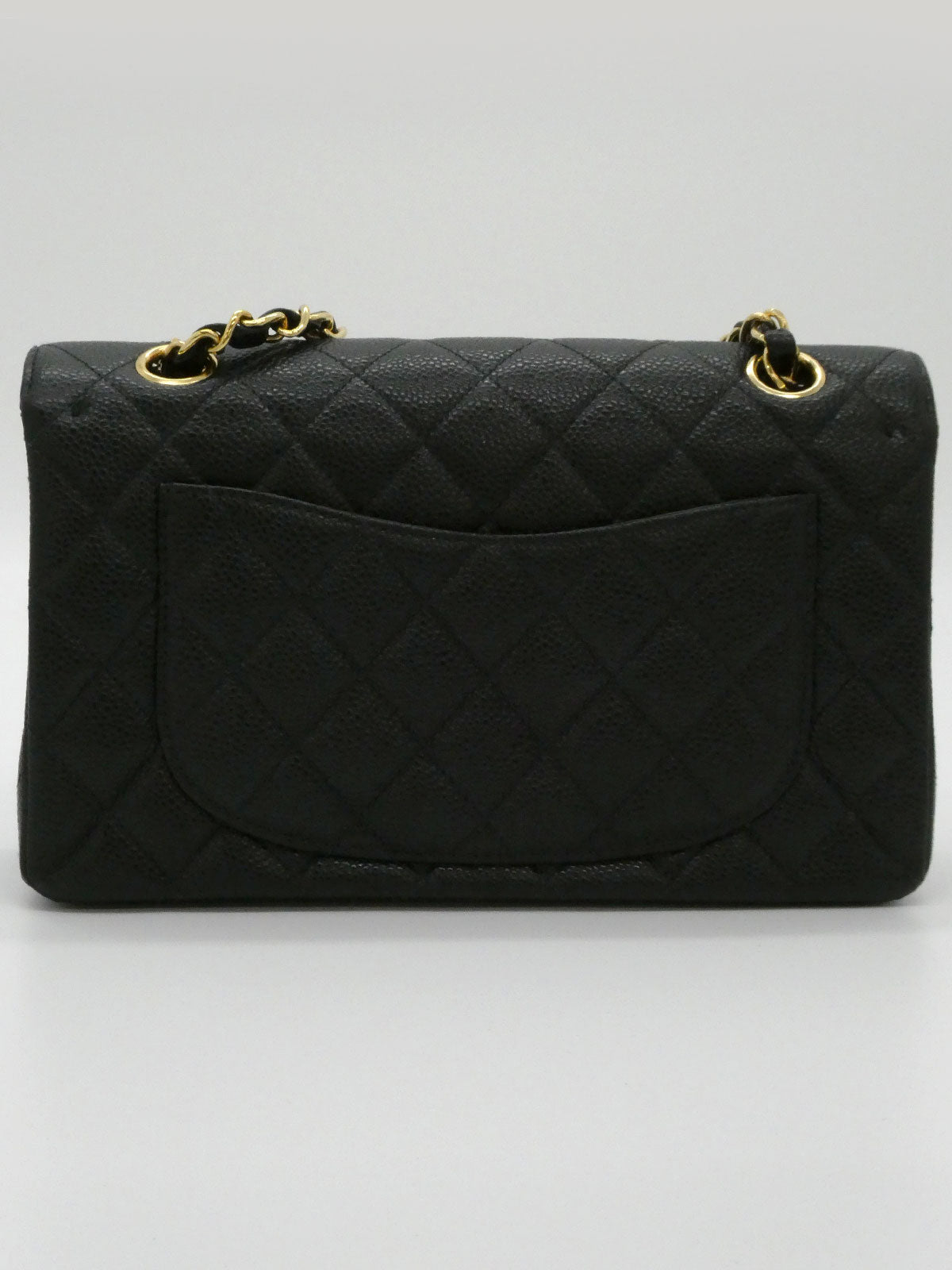 2001年頃製 キャビアスキンクラシックフラップチェーンバッグ23cm ブラック