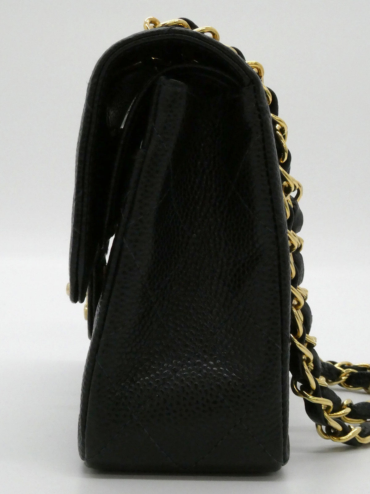 2001年頃製 キャビアスキンクラシックフラップチェーンバッグ23cm ブラック