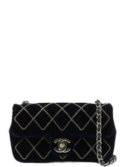 2004 Velvet Chain Design CC Turnlock Shoulder Bag Mini Navy