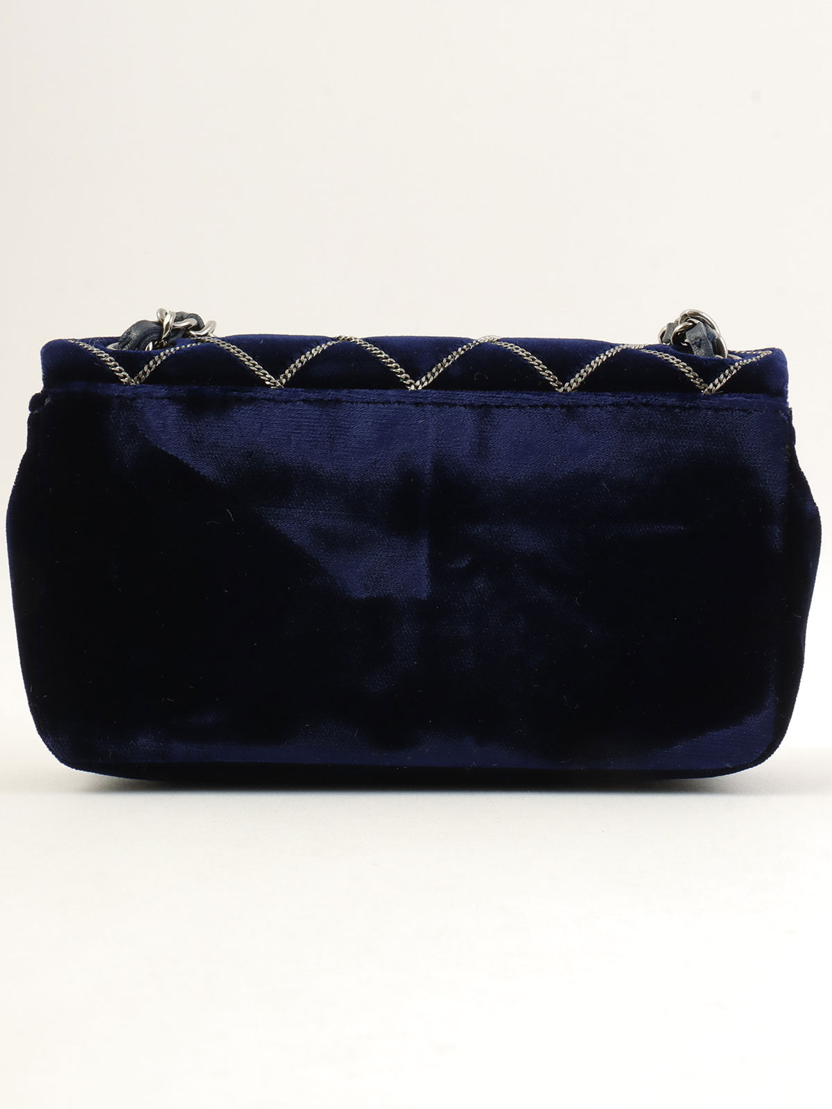2004 Velvet Chain Design CC Turnlock Shoulder Bag Mini Navy