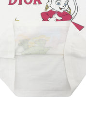 白色/多色动物纹短袖上衣