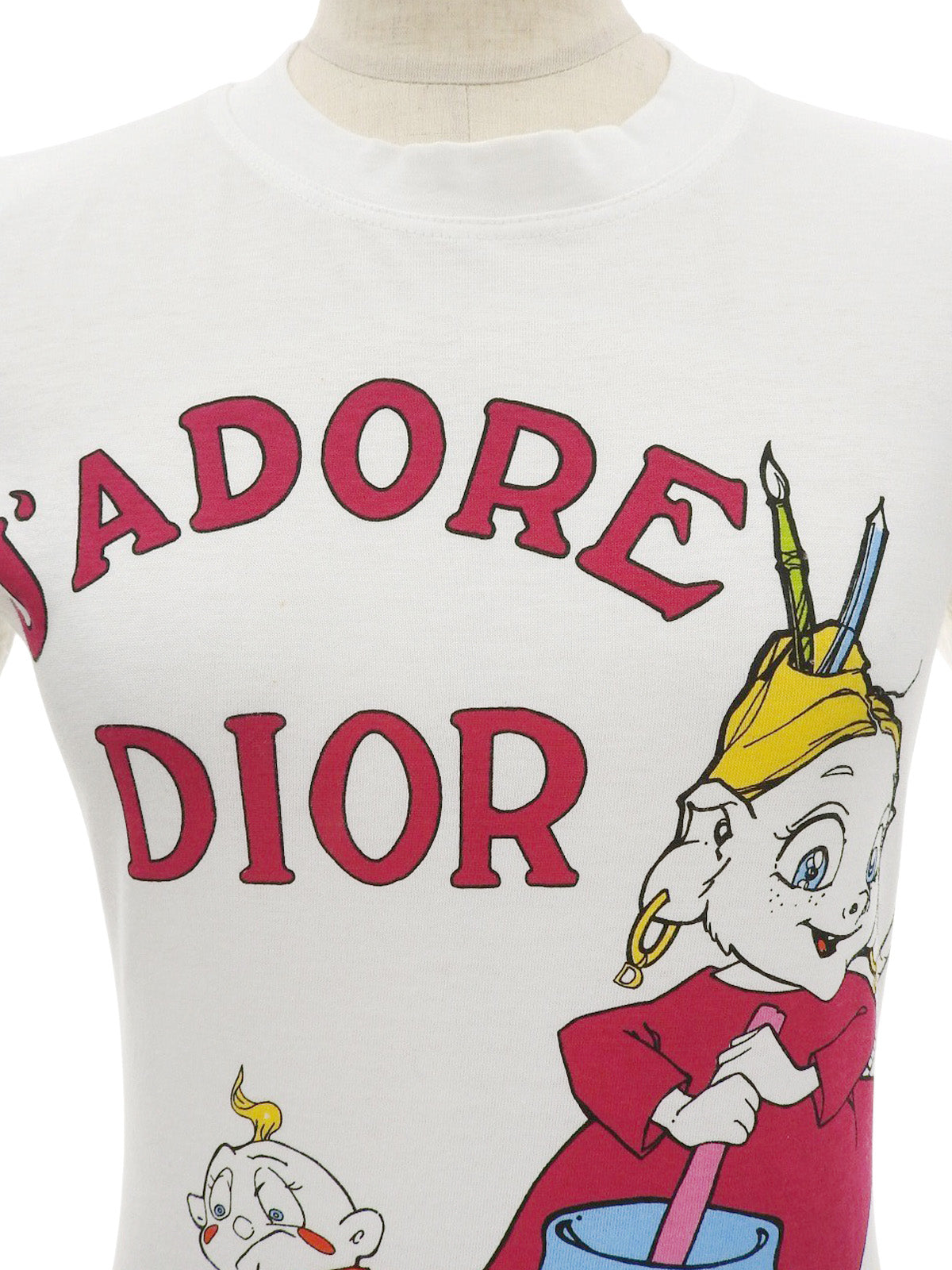 白色/多色动物纹短袖上衣