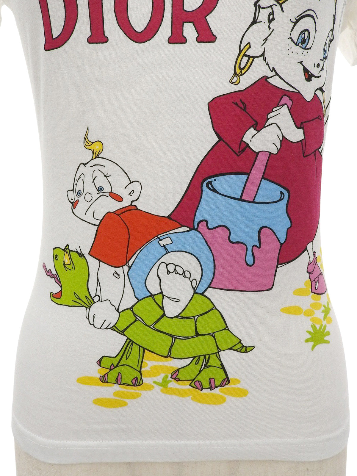 白色/多色动物纹短袖上衣