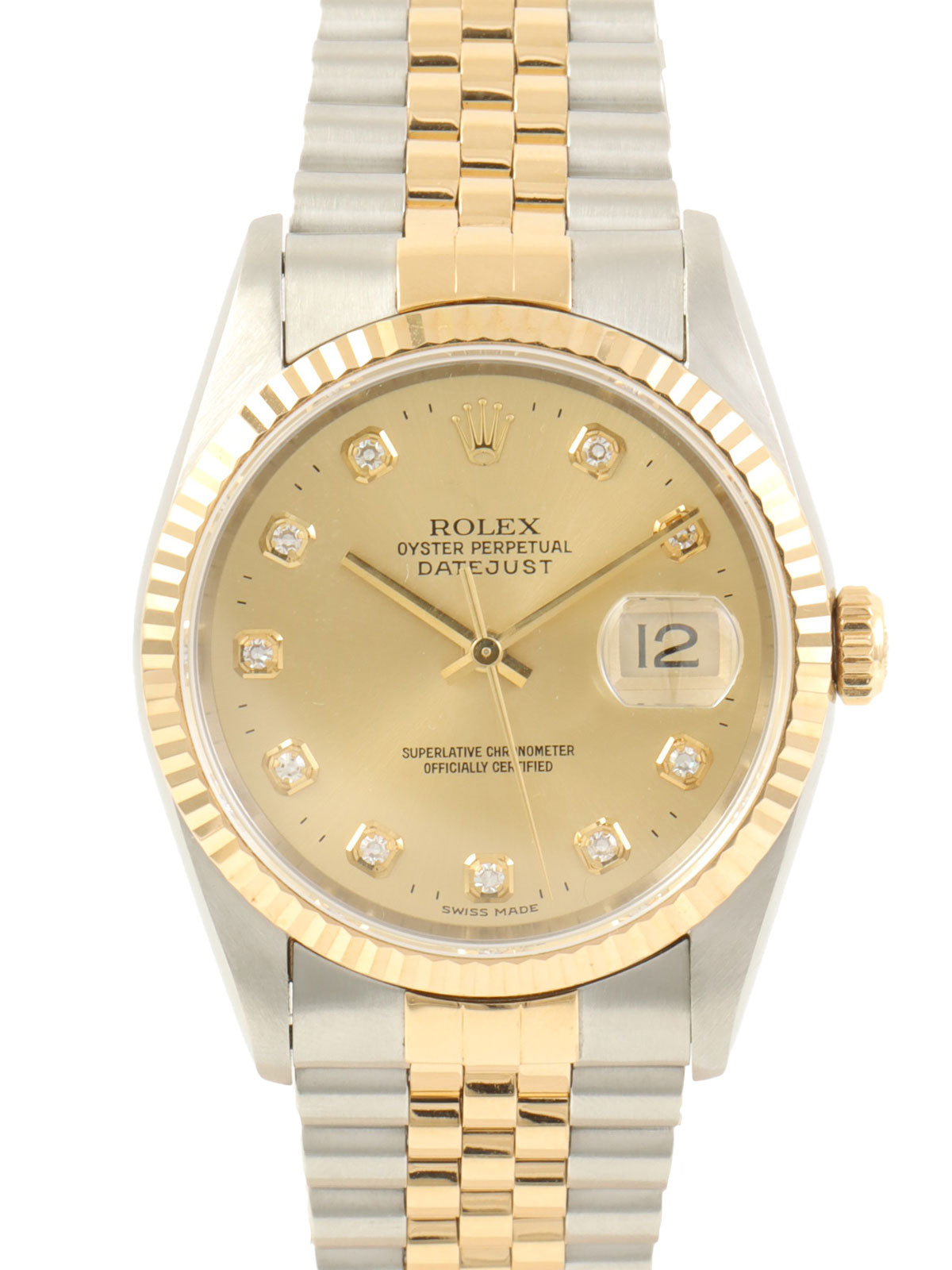 1994-1995 10P Diamond Oyster Perpetual Datejust Gold/Silver