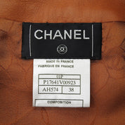 2001 CHANEL CC Mark Button Leather Skirt #38 Brown