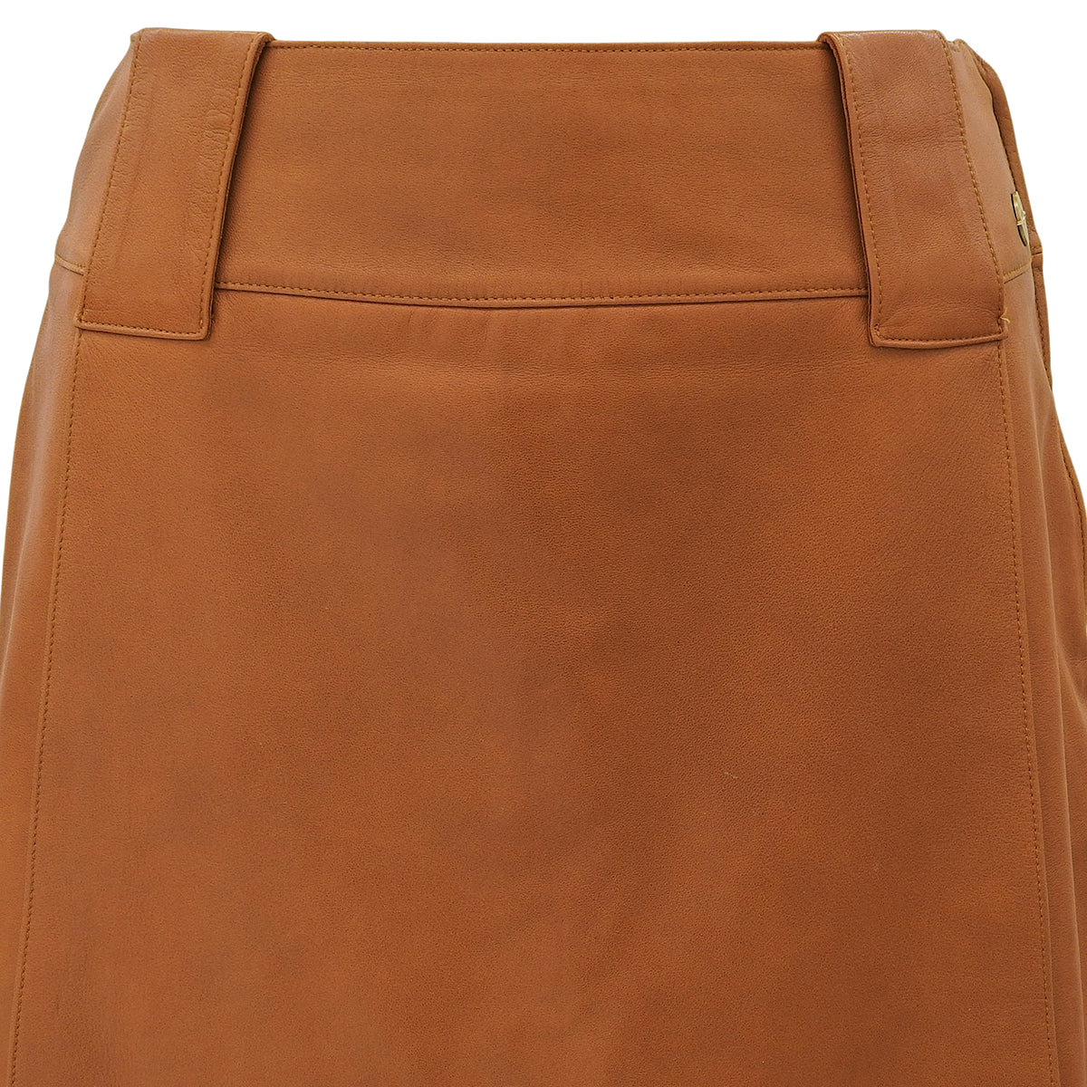 2001 CHANEL CC Mark Button Leather Skirt #38 Brown