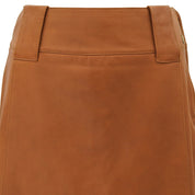 2001 CHANEL CC Mark Button Leather Skirt #38 Brown