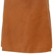 2001 CHANEL CC Mark Button Leather Skirt #38 Brown