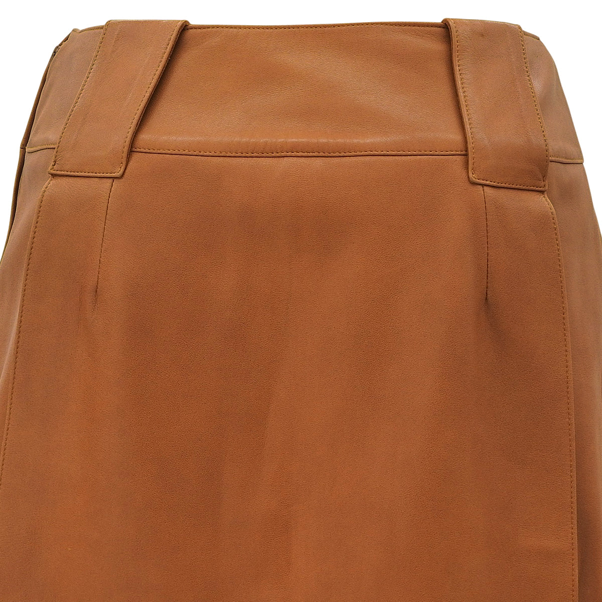 2001 CHANEL CC Mark Button Leather Skirt #38 Brown