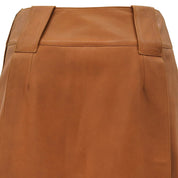 2001 CHANEL CC Mark Button Leather Skirt #38 Brown