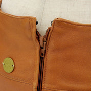2001 CHANEL CC Mark Button Leather Skirt #38 Brown
