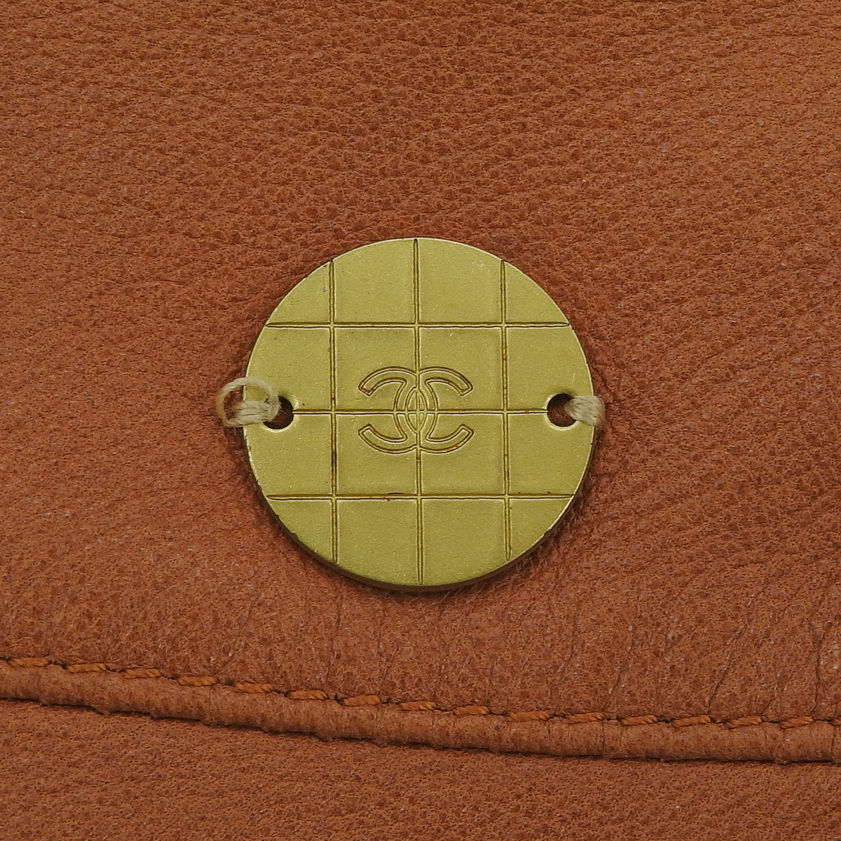 2001 CHANEL CC Mark Button Leather Skirt #38 Brown