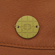 2001 CHANEL CC Mark Button Leather Skirt #38 Brown